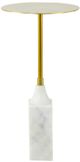 A & B Home 20" Round Gold Tabletop End Table with White Marble Base -1
