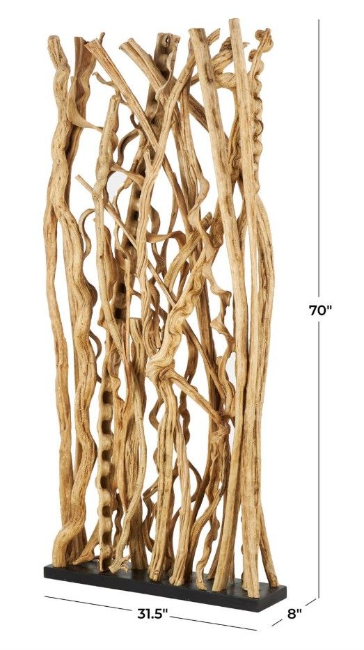 Deco Marche Brown Wood Tree Handmade Single Panel Partition Room Divider-2