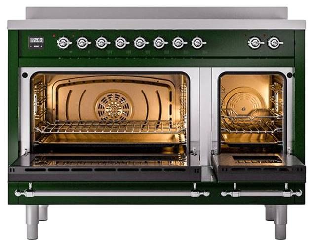 Ilve® Nostalgie II Noblesse 48'' Emerald Green Pro Style Induction Range with Chrome Trim-2