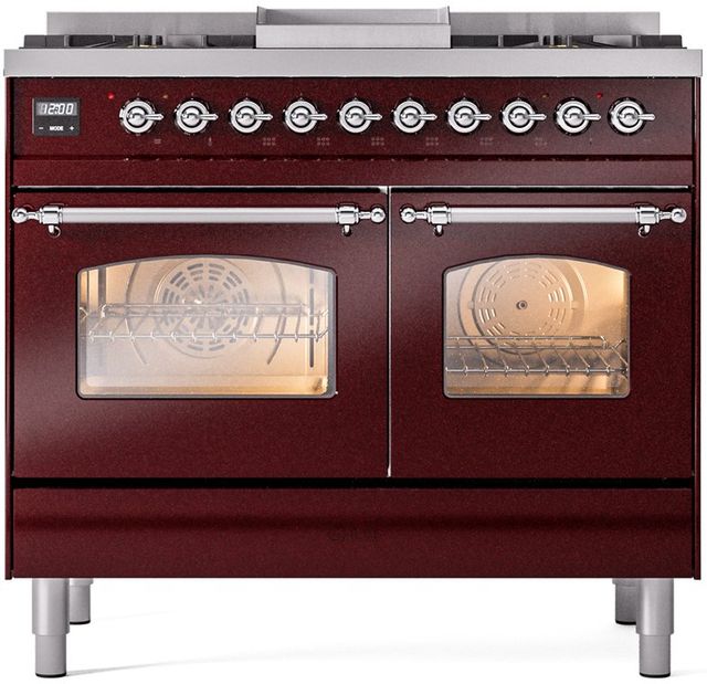 Ilve® Nostalgie II Series 40" Burgundy Pro Style Dual Fuel Range-0