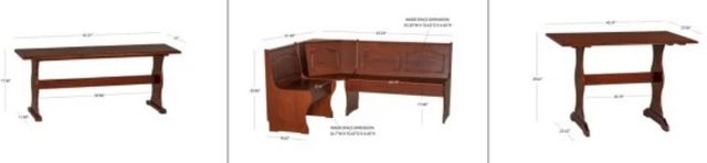 Linon Chelsea 3-Piece Walnut Corner Nook Set-2
