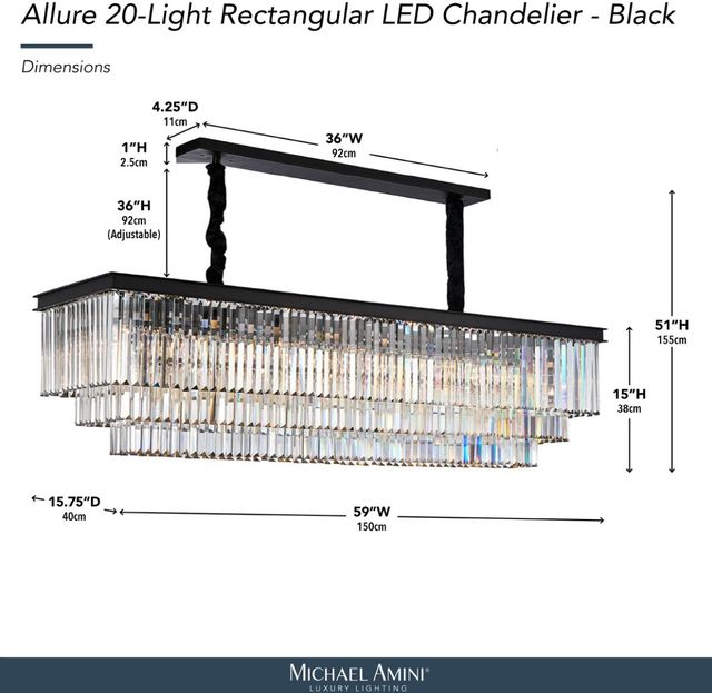 Michael Amini® Allure Black Rectangular LED Chandelier-2