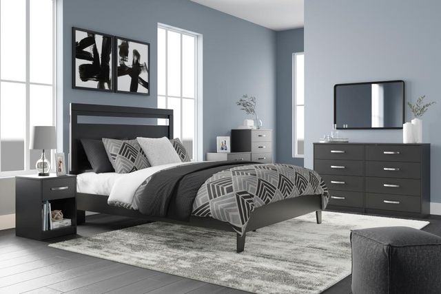 Signature Design by Ashley® Finch 3-Piece Black Full Panel Headboard Bed Set-4