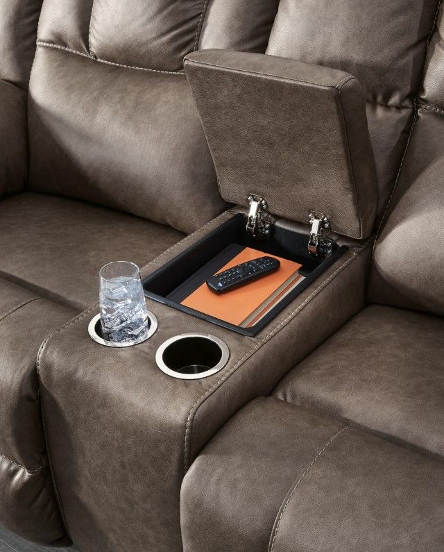 Signature Design by Ashley® Knoxlee Driftwood Manual Reclining Loveseat with Console-4