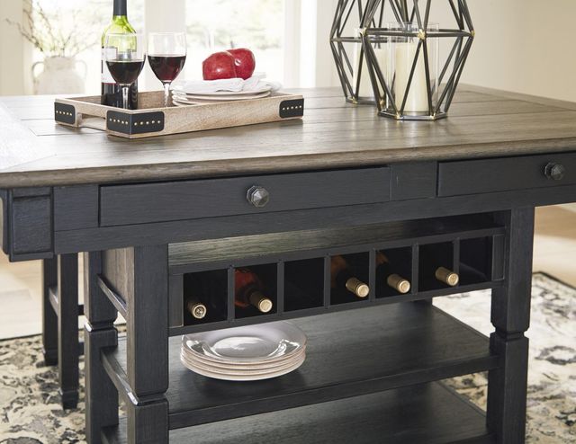 Signature Design by Ashley® Tyler Creek Weathered Gray Counter Height Dining Table with Black Storage Base-3