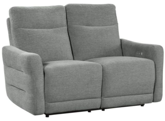 Homelegance® Edition Dove Gray Power Reclining Loveseat with Power Headrest-0