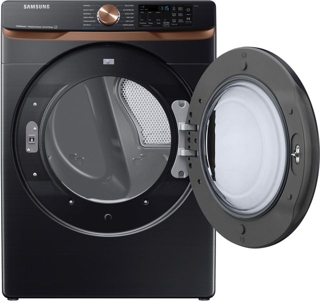 Samsung 7.5 Cu. Ft. Smart Brushed Black Front Load Gas Dryer with Steam Sanitize+ and Sensor Dry-1