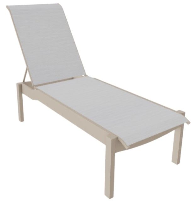 Telescope Casual Leeward Abalone/Desert Fabric/Polymer Outdoor MGP Sling Lay-Flat Stacking Armless Chaise with Wheels-0