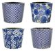 A & B Home 4-Piece Blue/White Terracotta Planter Set-0
