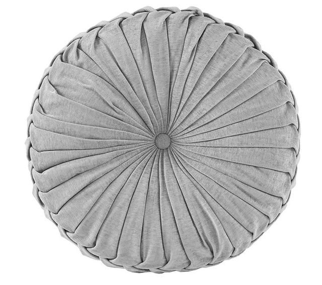 Olliix by Intelligent Design Loretta Grey 22" Diameter x 6" Poly Chenille Round Floor Pillow Cushion-0