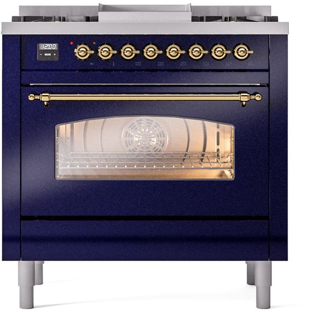 Ilve® Nostalgie II Series 36" Midnight Blue Pro Style Dual Fuel Range-1