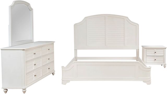 Powell® Naples 4-Piece Antique White Queen Panel Bedroom Set-3