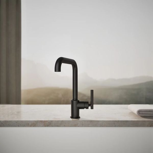 KOHLER® Purist® Matte Black Single-Handle Kitchen Sink Faucet-3