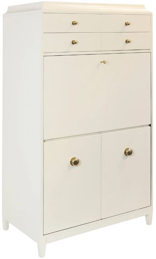 Harp & Finial® Neely Ivory/Walnut Plateau Secretary Desk-0