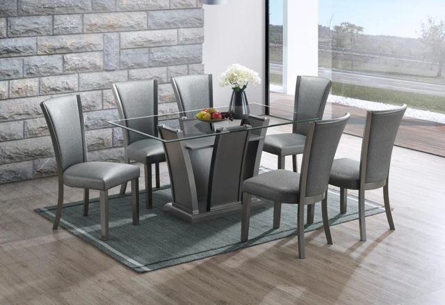 New Classic® Home Furnishings Platina Glass Top Glitter Gray Dining Table-3