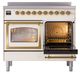 Ilve® Nostalgie II Noblesse 40'' Antique White Pro Style Induction Range with Brass Trim-4
