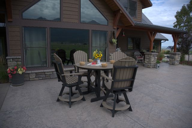 Bitterroot 60in Round Dining Table- Brazilian Walnut on Black- Counter Height-1