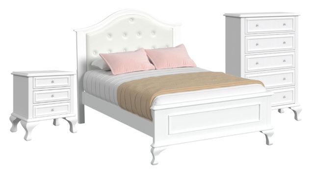 Elements International Jesse 3-Piece White Full Bedroom Set-0