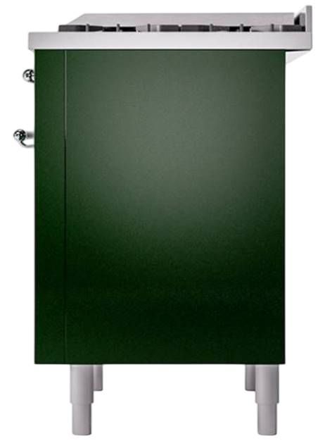 Ilve® Nostalgie II Noblesse 36'' Emerald Green Pro Style Dual Fuel Range with Chrome Trim-3