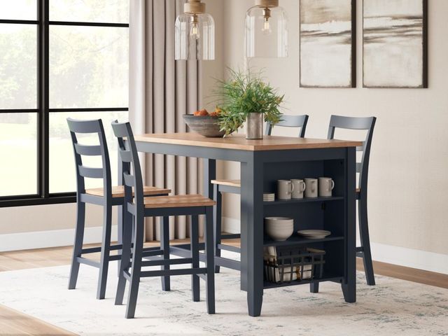Signature Design by Ashley® Gesthaven 5-Piece Natural/Blue Counter Height Dining Table Set-3