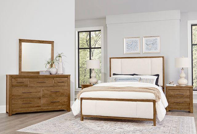 LM Co Home By Vaughan-Bassett Crafted Cherry by Ben & Erin Napier Medium Cherry Queen Upholstered Panel Bed-1