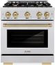 ZLINE Select Autograph Edition 30" Satin Stainless Steel Convection Pro Style Gas Range with Champagne Bronze Accents-0