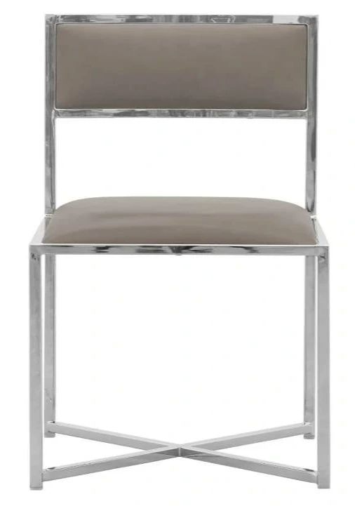 Modus Furniture Amalfi Chrome/Taupe Upholstered Dining X-Base Side Chair-2