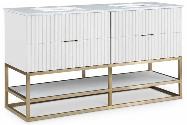 Meridian Furniture Monad Brushed Gold/White 60" Bathroom Vanity-0