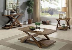 Furniture of America® Bryanna 3 Piece Antique Light Oak Coffee Table Set