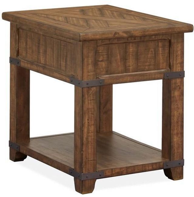 Magnussen Home® Chesterfield Farmhouse Timber Rectangular End Table-2