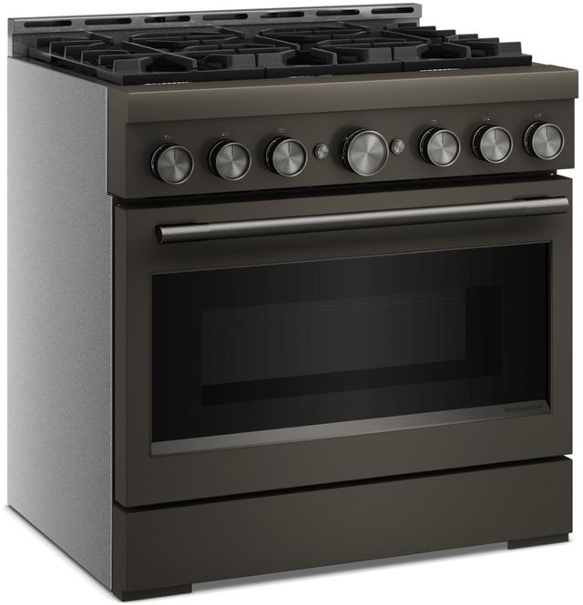 KitchenAid® 36" Black Ore 6 Burner Pro Style Gas Range with No Preheat Air Fry Mode-2