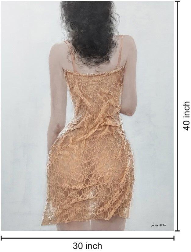 Classy Living Dramatic Lady in Beige Dress Wall Art-2
