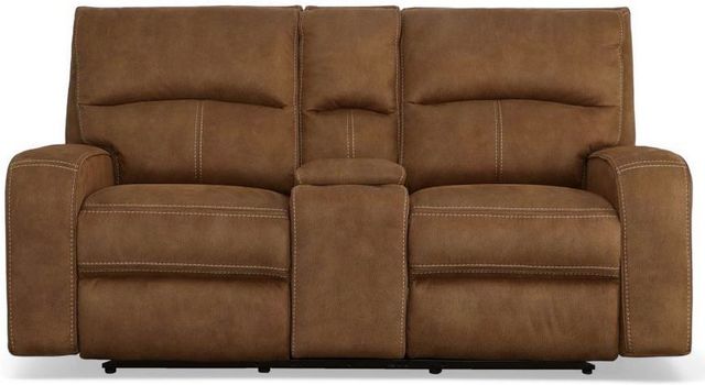 Flexsteel® Nirvana Saddle Power Reclining Loveseat with Console and Power Headrests-1