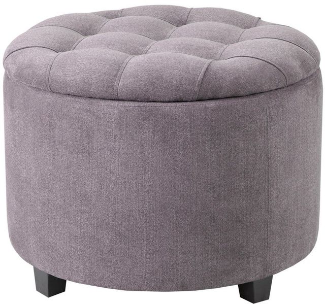 Olliix by Madison Park Grey Sasha Round Ottoman with Shoe Holder Insert-0