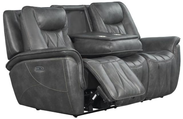 Corinthian Furniture Jordan Charcoal Power Headrest Reclining Sofa with Drop Down Table-2