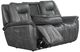 Corinthian Furniture Jordan Charcoal Power Headrest Reclining Sofa with Drop Down Table-2