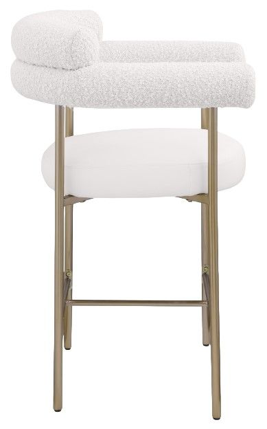 Meridian Furniture Blake Cream/Yellow Leather Counter Stool-3