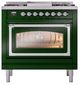 Ilve® Nostalgie II Noblesse 36'' Emerald Green Pro Style Dual Fuel Range with Chrome Trim-0