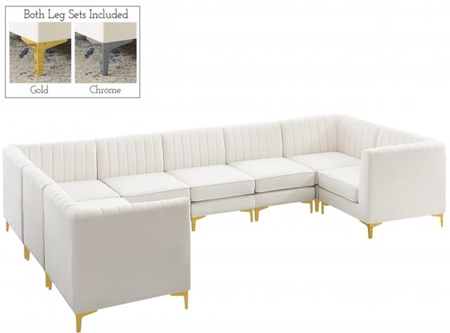 Meridian Furniture Alina 8-Piece Cream Velvet Upholstered Modular Sectional-1