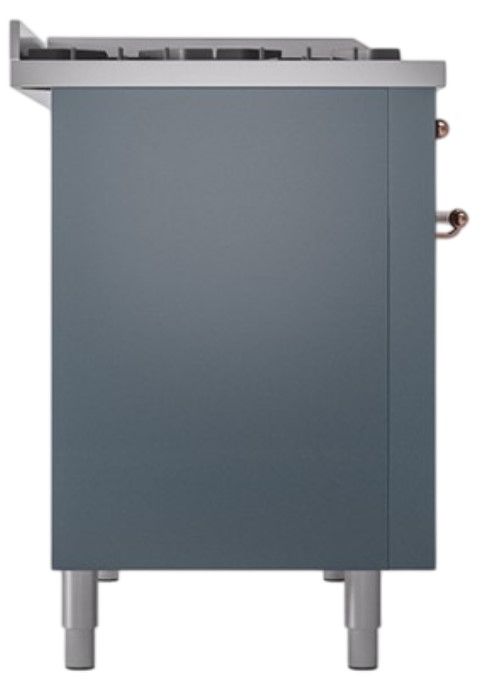 Ilve® Nostalgie II Noblesse 48'' Blue Gray Pro Style Dual Fuel Range with Copper Trim-2