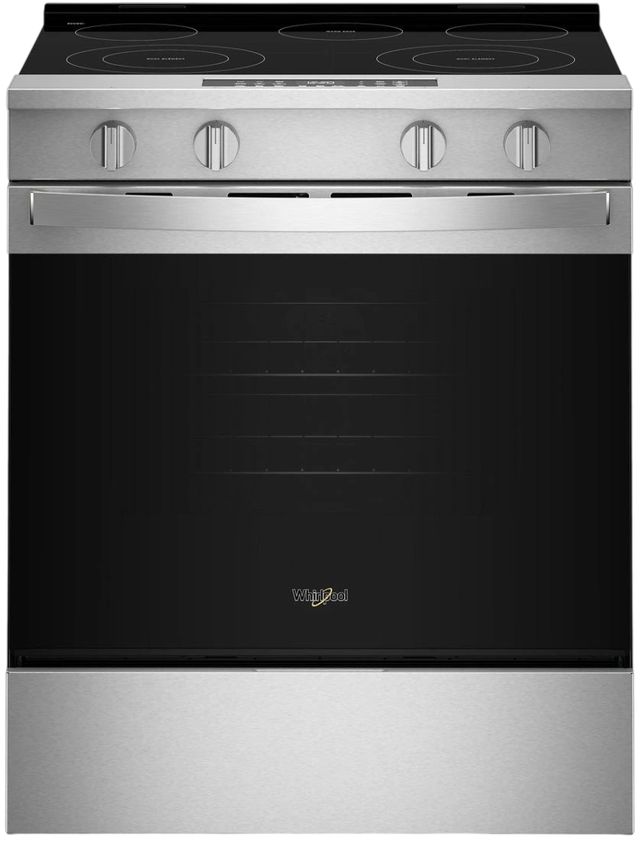 Whirlpool® 30'' Stainless Steel Smart Slide-In Electric Range with Air Cooking Technology and Steam Clean-0