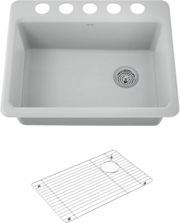 KOHLER® Riverby® Ice Gray 27" Undermount Single-Bowl Kitchen Sink-0