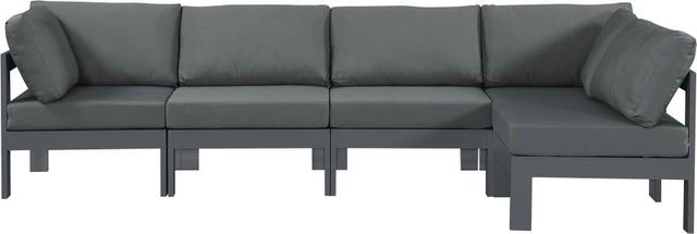 Meridian Furniture Nizuc 5-Piece Grey Outdoor Patio Modular Sectional Set-0