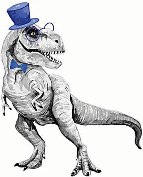Classy Art T-Rex in a Top Hat by Rachel Nieman Wall Art-1