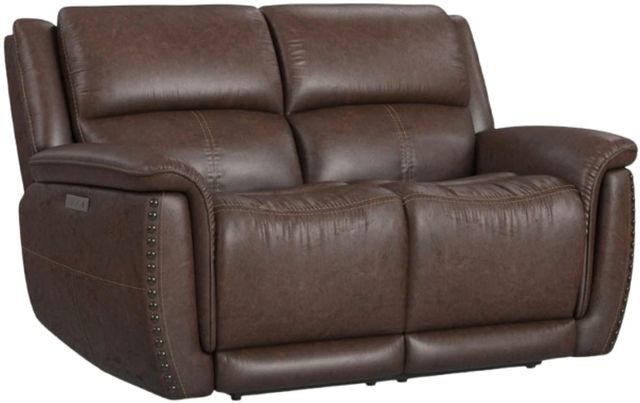 Flexsteel® Beau Dark Sable Brown Power Reclining Loveseat with Power Headrests-0