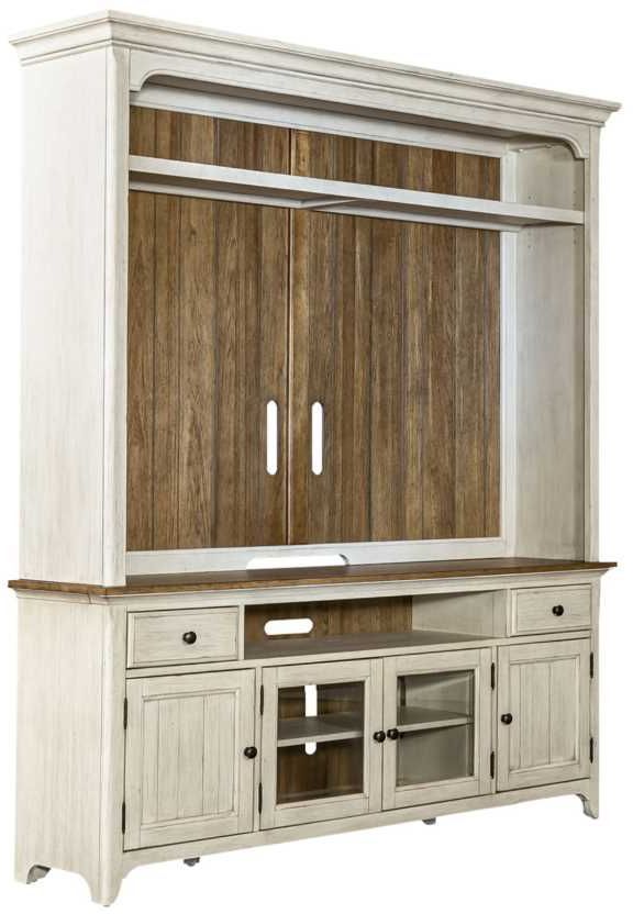 Liberty Furniture Reimagined Antique White/Chestnut Entertainment Center-0