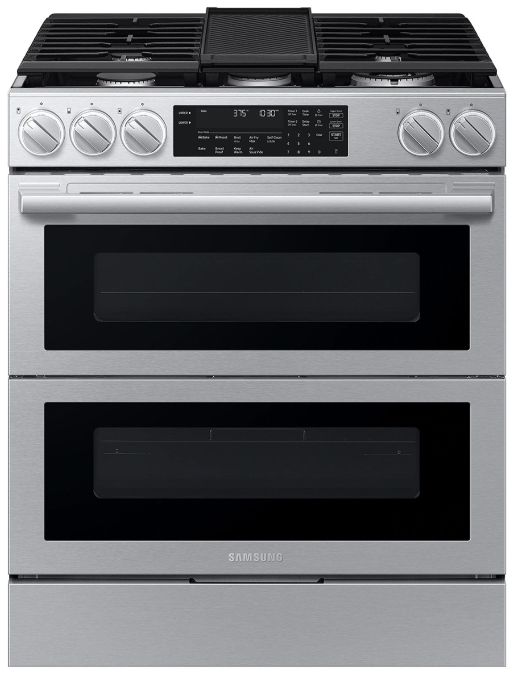 Samsung Bespoke 30" Fingerprint Resistant Stainless Steel Smart Slide-in Gas Range with Flex Duo™ Oven-0