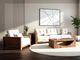 International Furniture Direct Ancora Stained Brown/White Upholstered Sofa-1