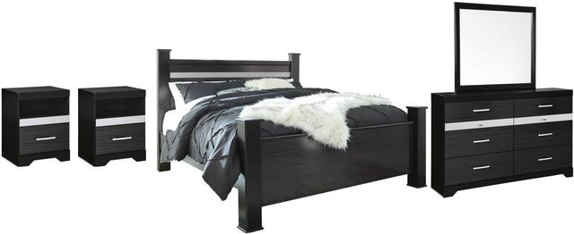 Signature Design by Ashley® Starberry 5-Piece Black King Poster Bed Set-0