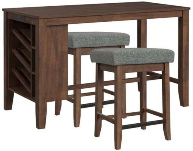 Elements International Santa Barbara 3-Piece Dark Gray/Walnut Dining room Set-0